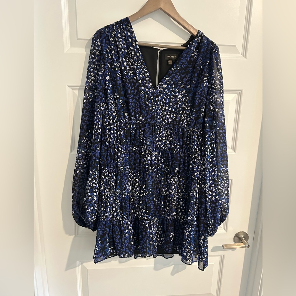 Ted Baker Trissa Dress Blue White Size 4